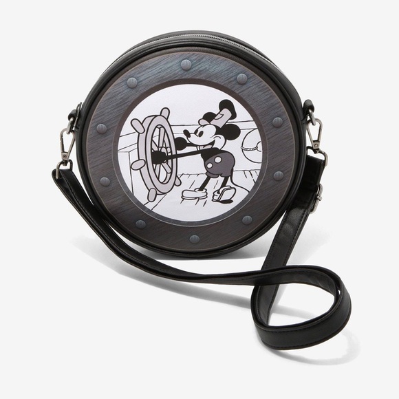 Disney Gray Mickey Mouse Steamboat Willie Crossbody Bag - Picture 1 of 3